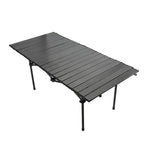 Folding Camping Table Black Spacious Storage Basket 47.24in Carbon Steel Portable Roll Up Outdoor Table