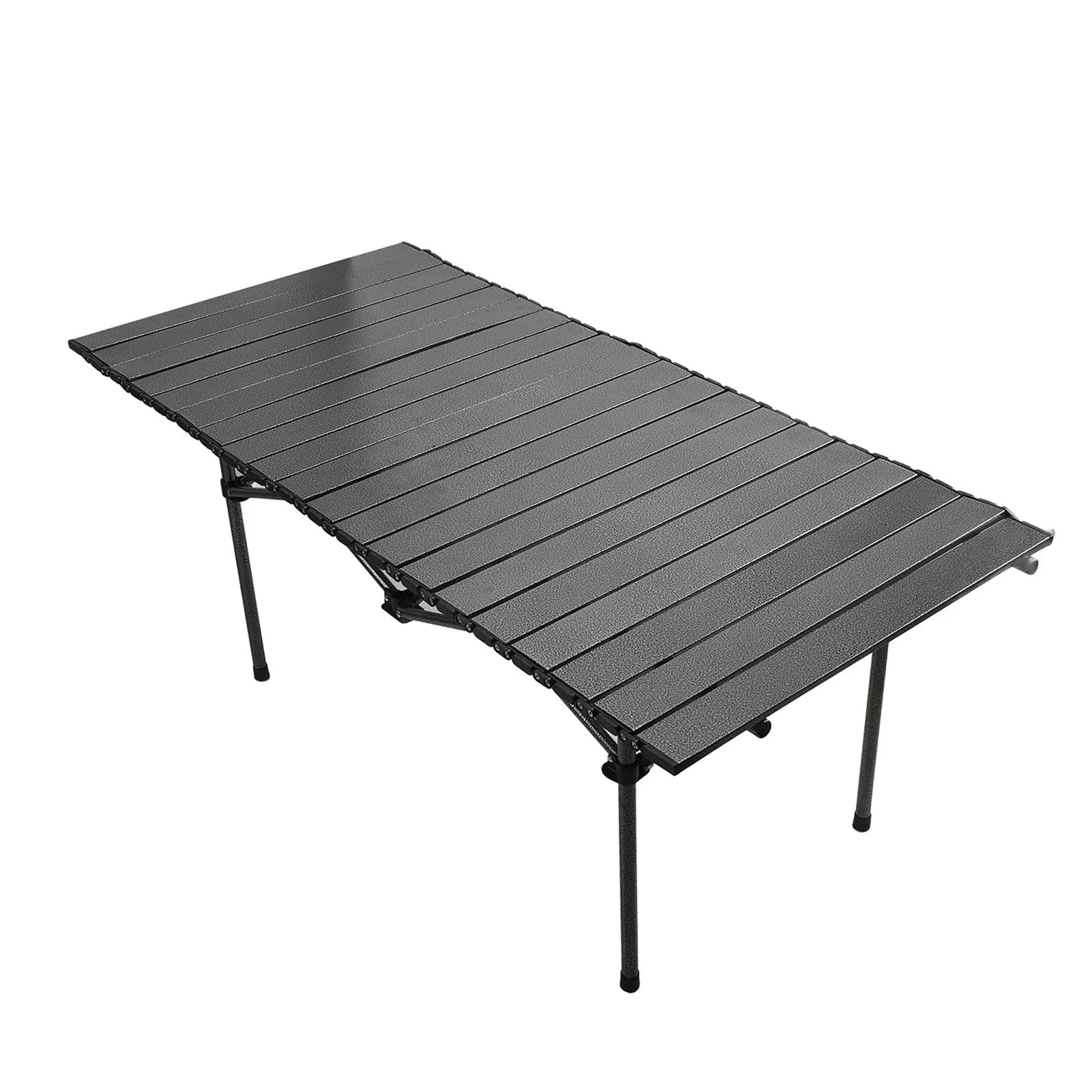 Folding Camping Table Black Spacious Storage Basket 47.24in Carbon Steel Portable Roll Up Outdoor Table