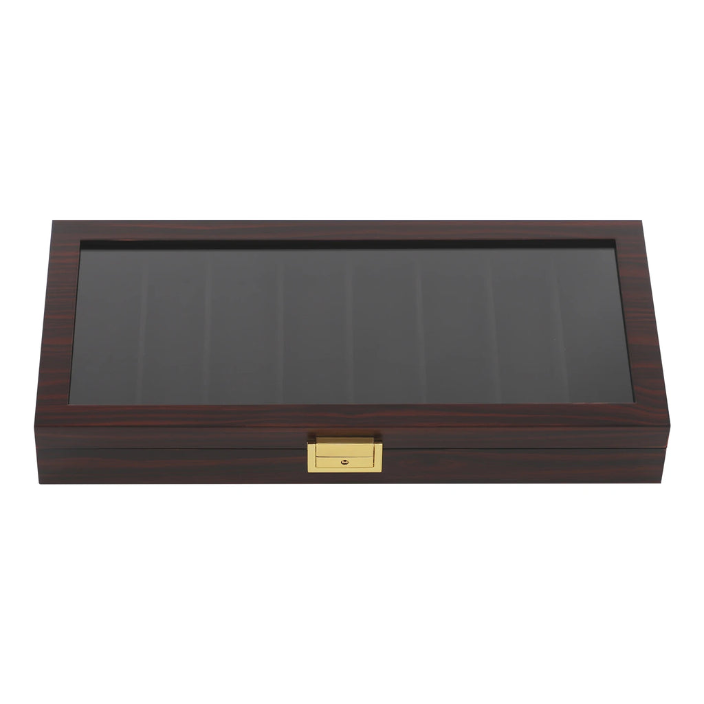 Knife Display Case Knife Storage Box Knife Display Case Organizer Collection Box Glass Metal Flannelette Walnut Color/Black