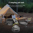 Camping Cookware Kit, 2-3 Person Camping Cookware Set Non Stick Pot and Pans Lightweight