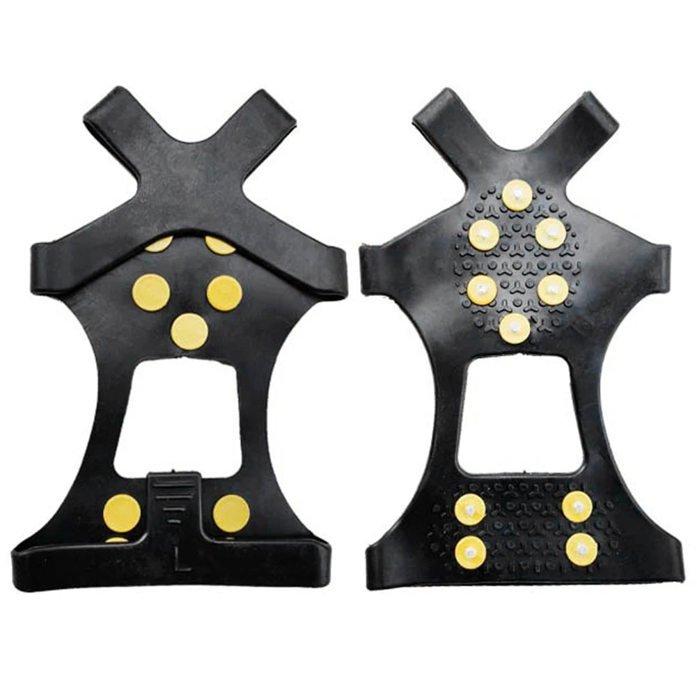 1Pair 10 Teeth Snow Ice Claw Climbing Anti-Slip Ice Grips Shoe Spikes Crampon Cleats Sport Shoes Cover for Walking Hiking Boots