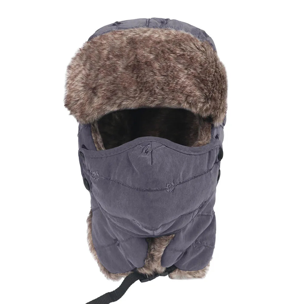 Winter Windproof Thermal Hat Ski Hunting Ear Flaps Cap with Removable Face Mask