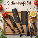7-Piece Hollow Handle Kitchen Knife Set - Meat cleaver,Chef Knife, Boasts a Durable, Rust-Proof Design with a Sleek Knife barrel