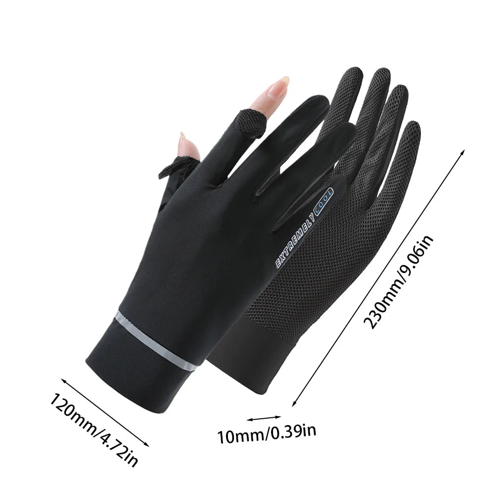 Lady Sunscreen Ice Silk Gloves Cycling Gloves Breathable Motorcycle Gloves Bicycle Gloves for Golf Driving Riding Fishing Hiking