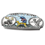 Hunting In The Wild Belt Buckle Colored Hounds Reindeer and Wild Ducks