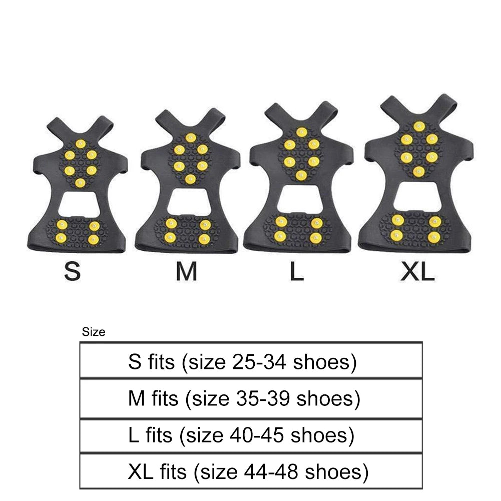 1Pair 10 Teeth Snow Ice Claw Climbing Anti-Slip Ice Grips Shoe Spikes Crampon Cleats Sport Shoes Cover for Walking Hiking Boots