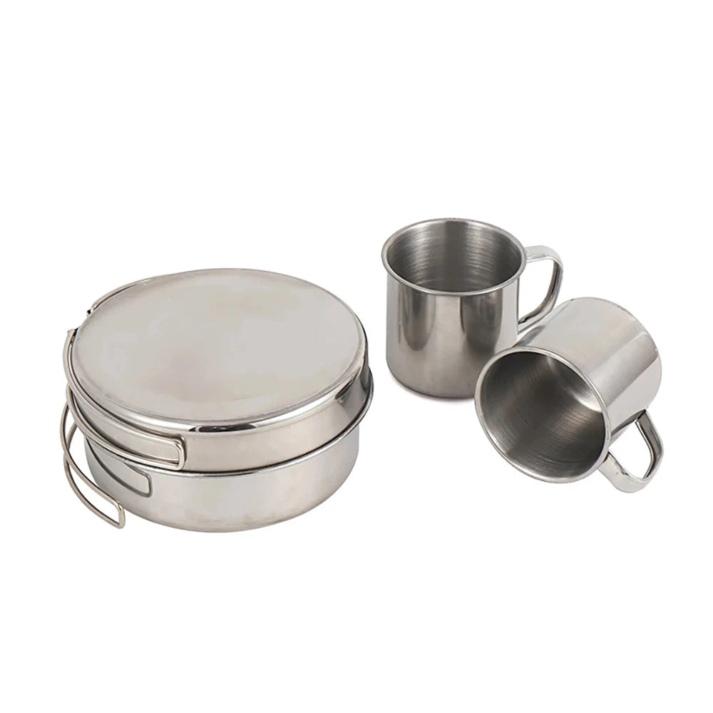8pcs/Set Camping Cookware Mess Kit Stainless Steel
