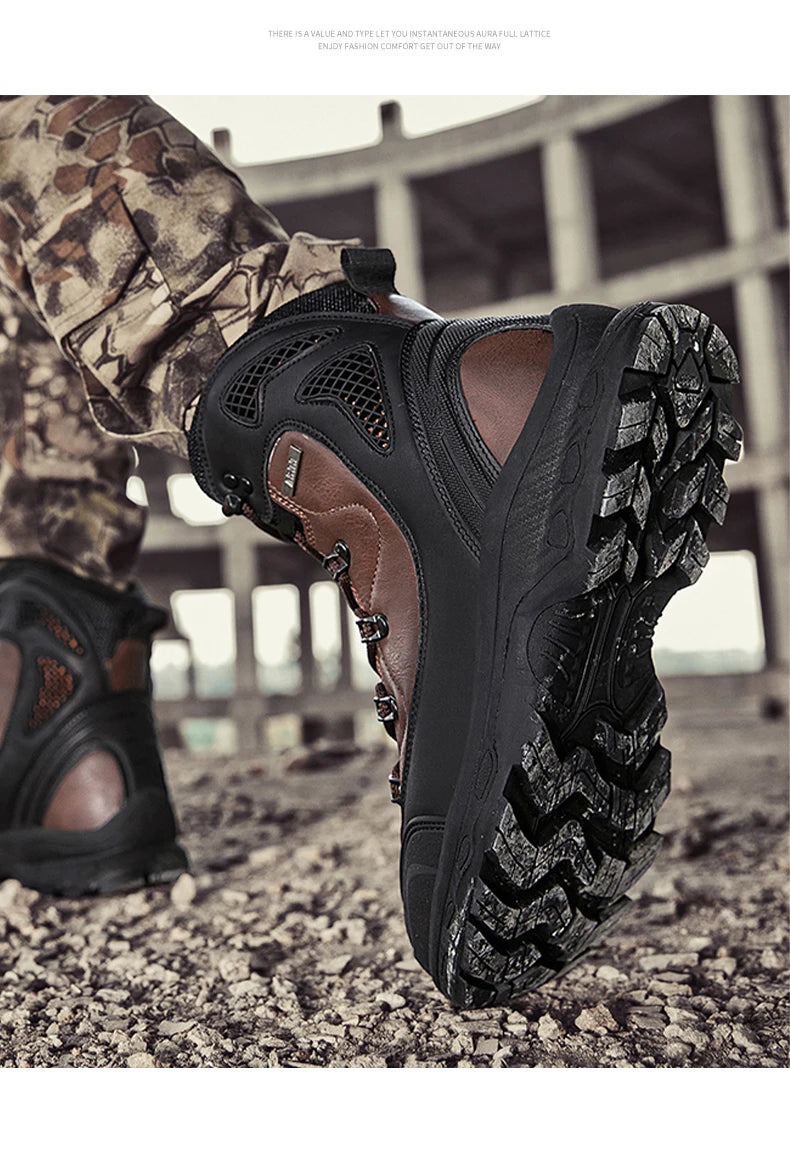 Men's mountain climbing motorcycle boots, outdoor hiking boots, fashionable boots