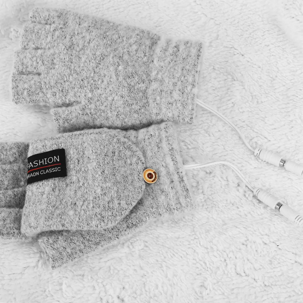 USB Electric Heated Gloves Touchscreen Double-Sided Heating Gloves Fingerless Hands Warmer Electric Thermal Gloves Winter Warmer