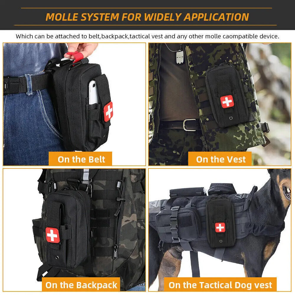 First Aid Pouch EMT IFAK Medical Pouch Waist Pack Utility Tool Pouch EDC Pouch Outdoor 1000D Tourniquet Holder