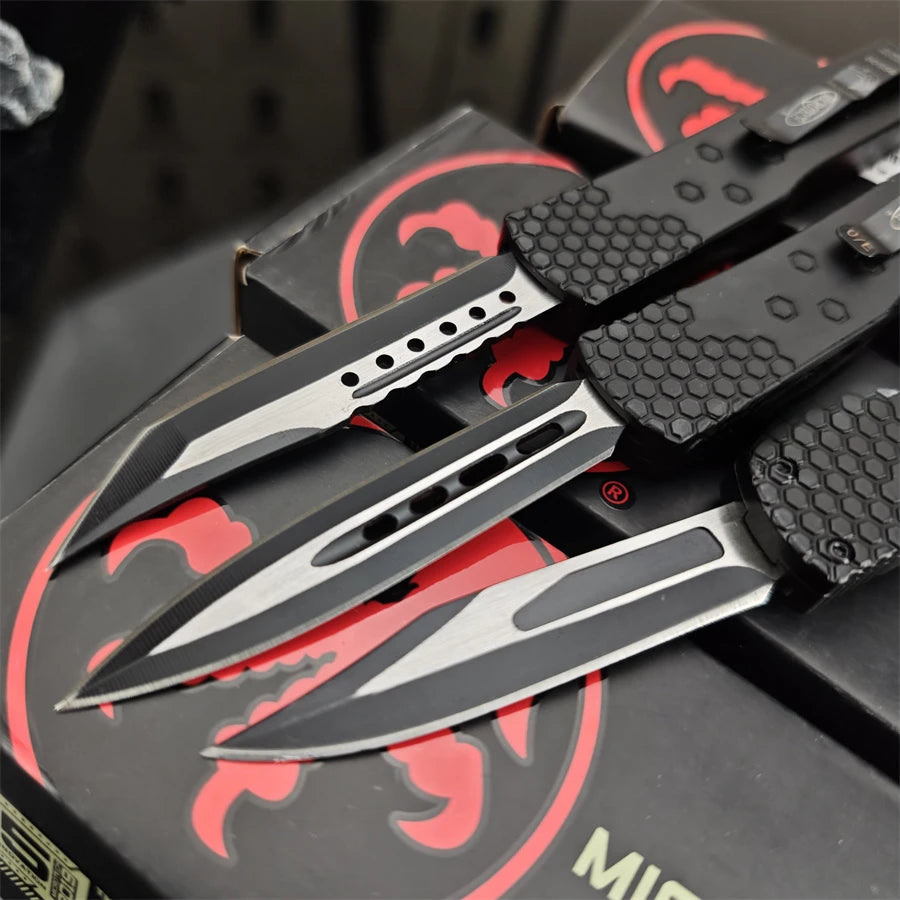 F156 Pocket Knife Black Zinc Alloy Handle for Multifunctional Outdoor Self-defense Camping EDC Survival Tool Knives Gift for Men