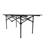 Folding Camping Table Black Spacious Storage Basket 47.24in Carbon Steel Portable Roll Up Outdoor Table