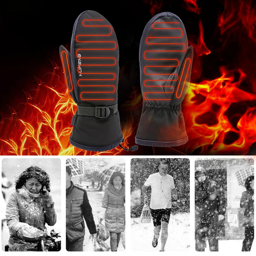 Electric Heated Gloves Motorcycle Winter Moto Heated Gloves Warm Waterproof Rechargeable Heating Thermal Gloves For Snowmobile