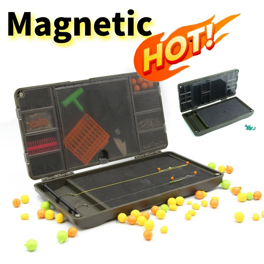 Carp Fishing Organizer Box Portable Fly Fishing Tackle Storage Box Magnetic Multifunction Compartments Fishing Gear Accessories