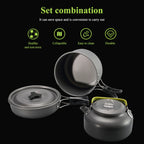 Camping Cookware Kit, 2-3 Person Camping Cookware Set Non Stick Pot and Pans Lightweight