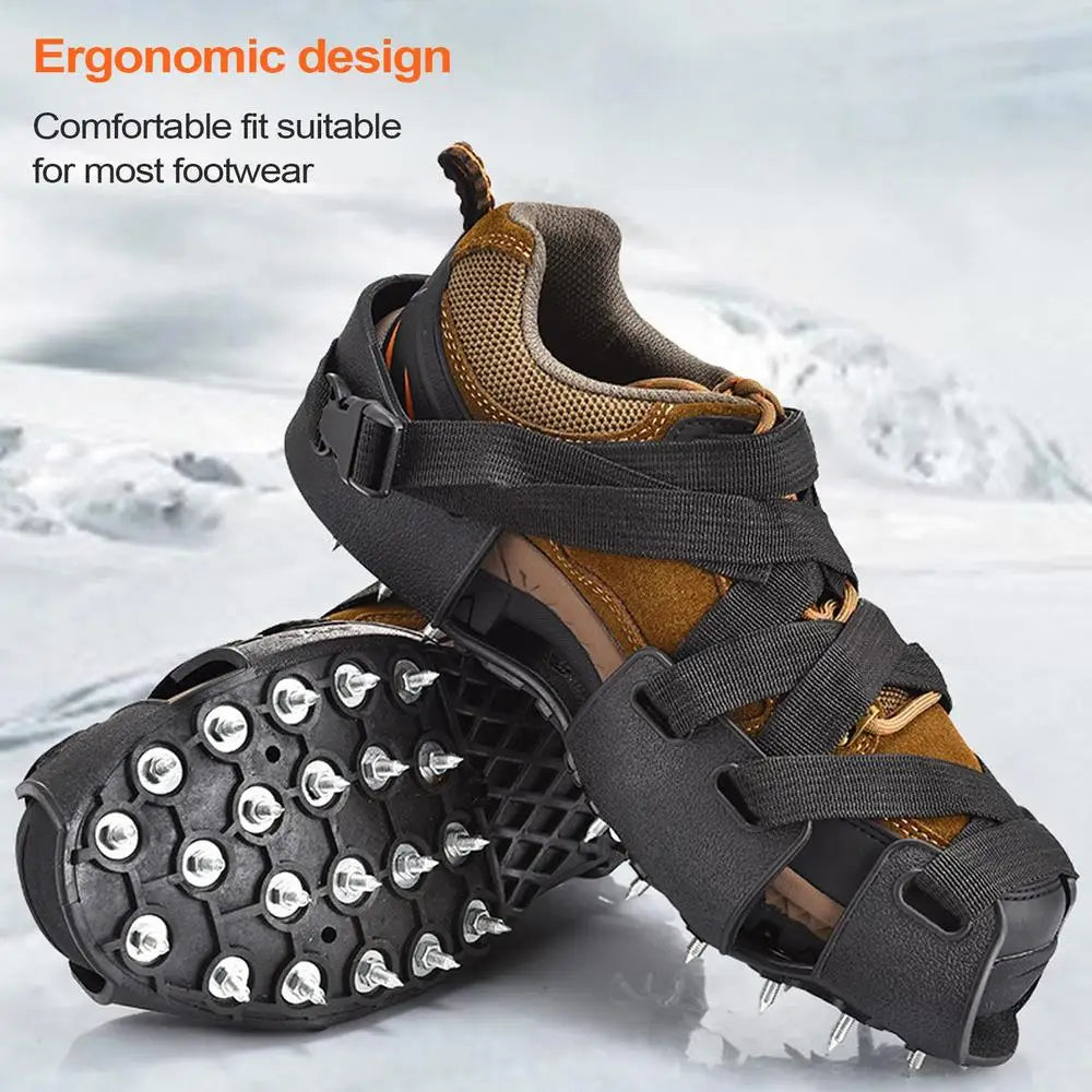 Crampons For Hiking Boots 32-Spikes Crampons Ice Cleats Traction Snow Grips Winter Ice Snow Grips Traction Cleats For Walking