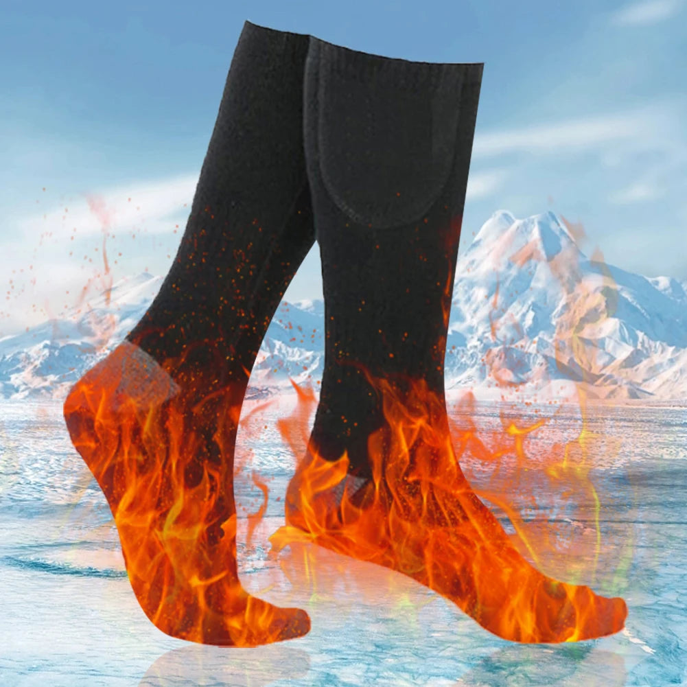 Unisex Battery Heated Socks Breathable 3 Level Temperature Rechargeable Heated Socks Cozy Cold-Proof for Camping Fishing Cycling