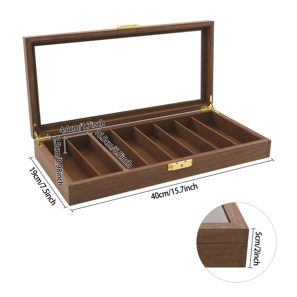 Knife Display Case Knife Storage Box Knife Display Case Organizer Collection Box Glass Metal Flannelette Walnut Color/Black