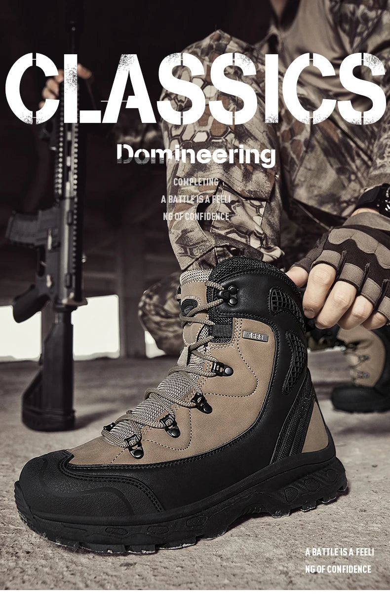Men's mountain climbing motorcycle boots, outdoor hiking boots, fashionable boots