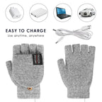 USB Electric Heated Gloves Touchscreen Double-Sided Heating Gloves Fingerless Hands Warmer Electric Thermal Gloves Winter Warmer