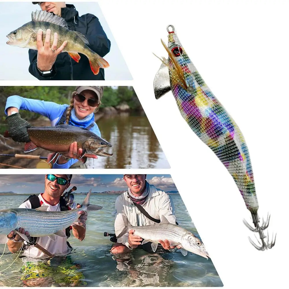 Glowing Squid Jigs Saltwater Shrimp Lures Fluorescent Artificial Fishing Baits Realistic Freshwater Fish Luring Tools supplies