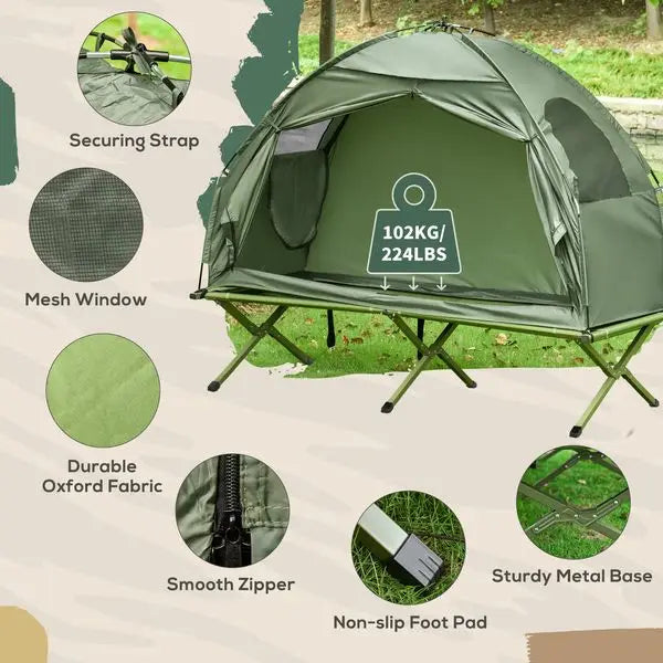 Off-Ground Camping Tent Cot, Single Person