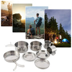 8pcs/Set Camping Cookware Mess Kit Stainless Steel