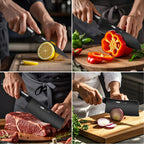 7-Piece Hollow Handle Kitchen Knife Set - Meat cleaver,Chef Knife, Boasts a Durable, Rust-Proof Design with a Sleek Knife barrel