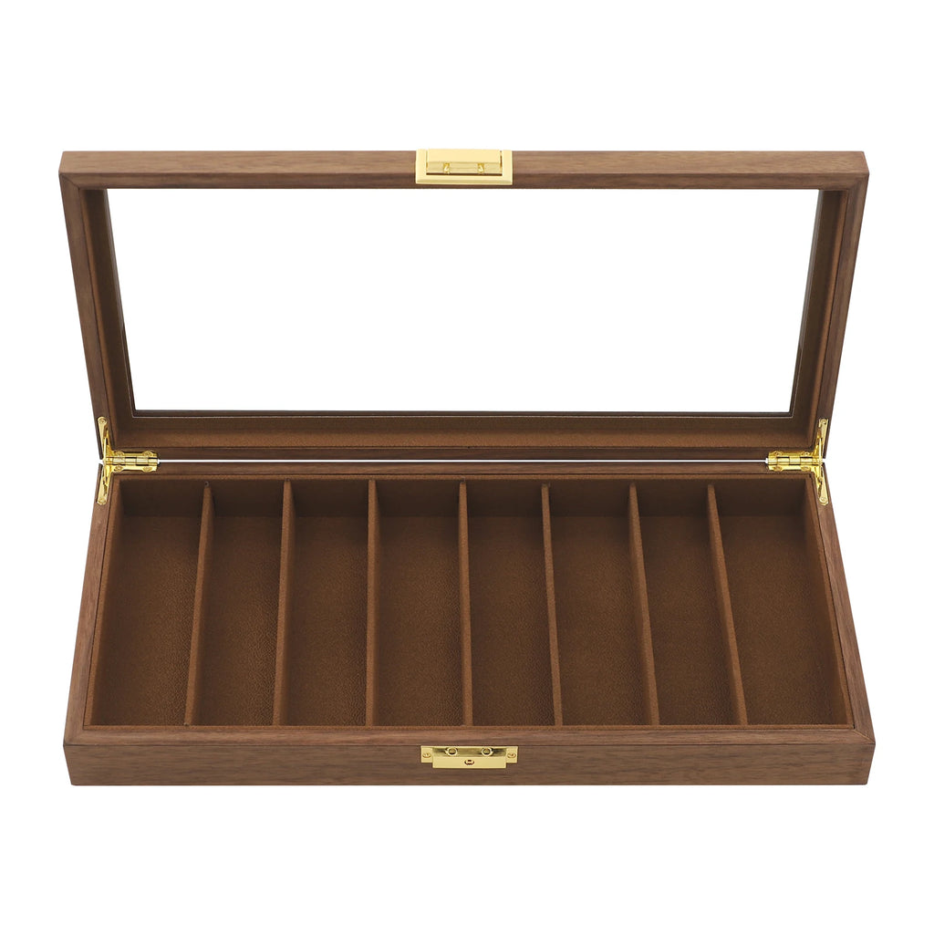 Knife Display Case Knife Storage Box Knife Display Case Organizer Collection Box Glass Metal Flannelette Walnut Color/Black