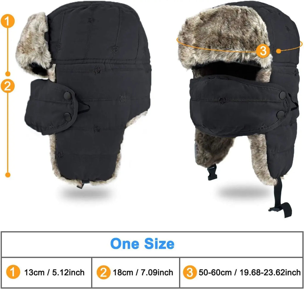 Winter Windproof Thermal Hat Ski Hunting Ear Flaps Cap with Removable Face Mask