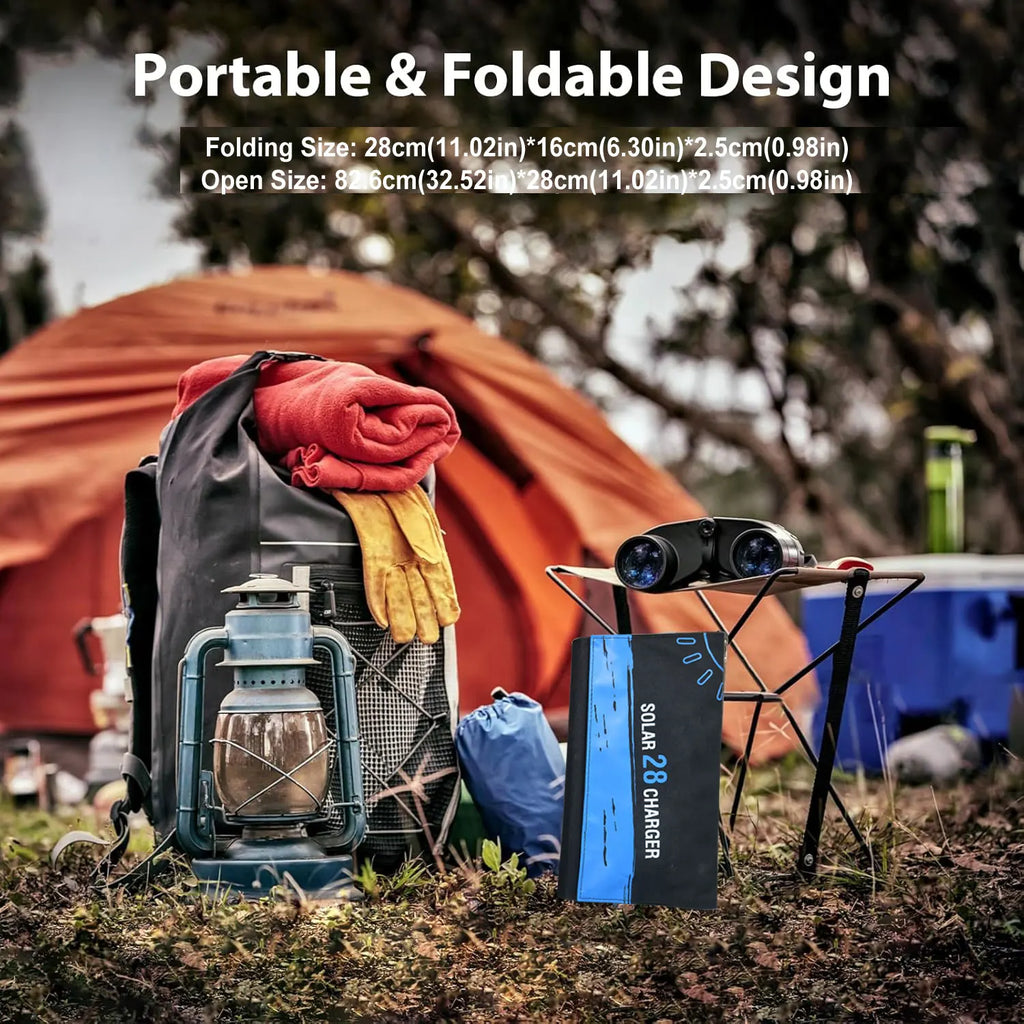 28W Portable Solar Panel 5VFolding Solar Panel 2 USB Ports Phone Charger