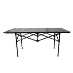 Folding Camping Table Black Spacious Storage Basket 47.24in Carbon Steel Portable Roll Up Outdoor Table