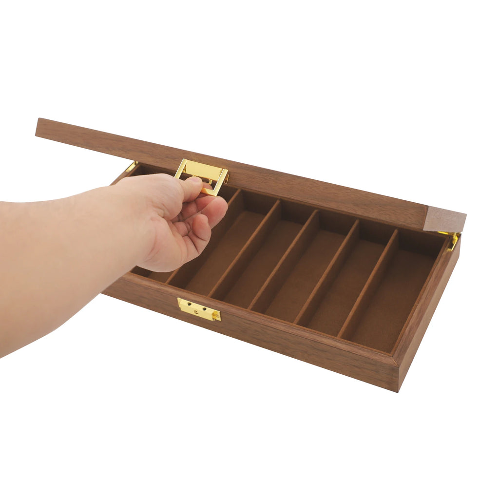 Knife Display Case Knife Storage Box Knife Display Case Organizer Collection Box Glass Metal Flannelette Walnut Color/Black