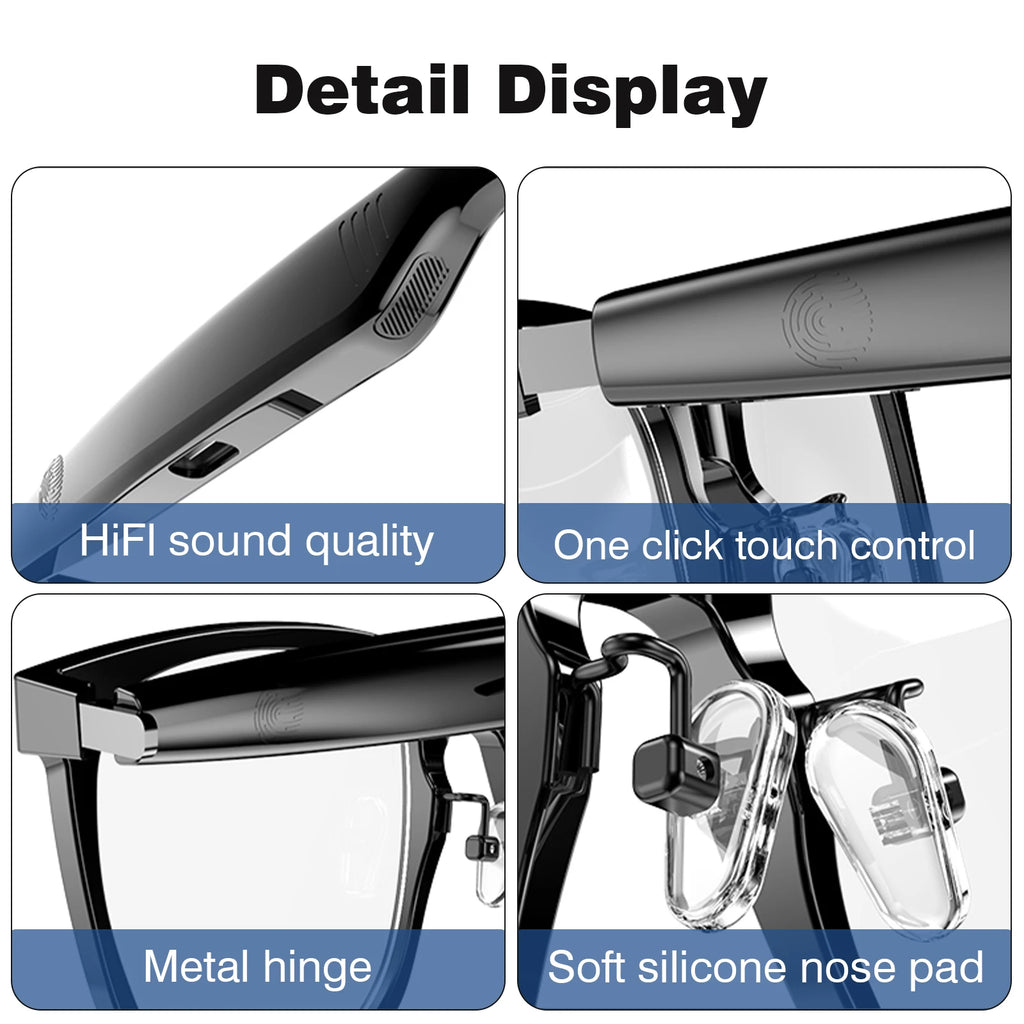 Smart glasses, music playback, touch voice assistant, can answer/make calls, long battery life, blue light blocking sunglasses