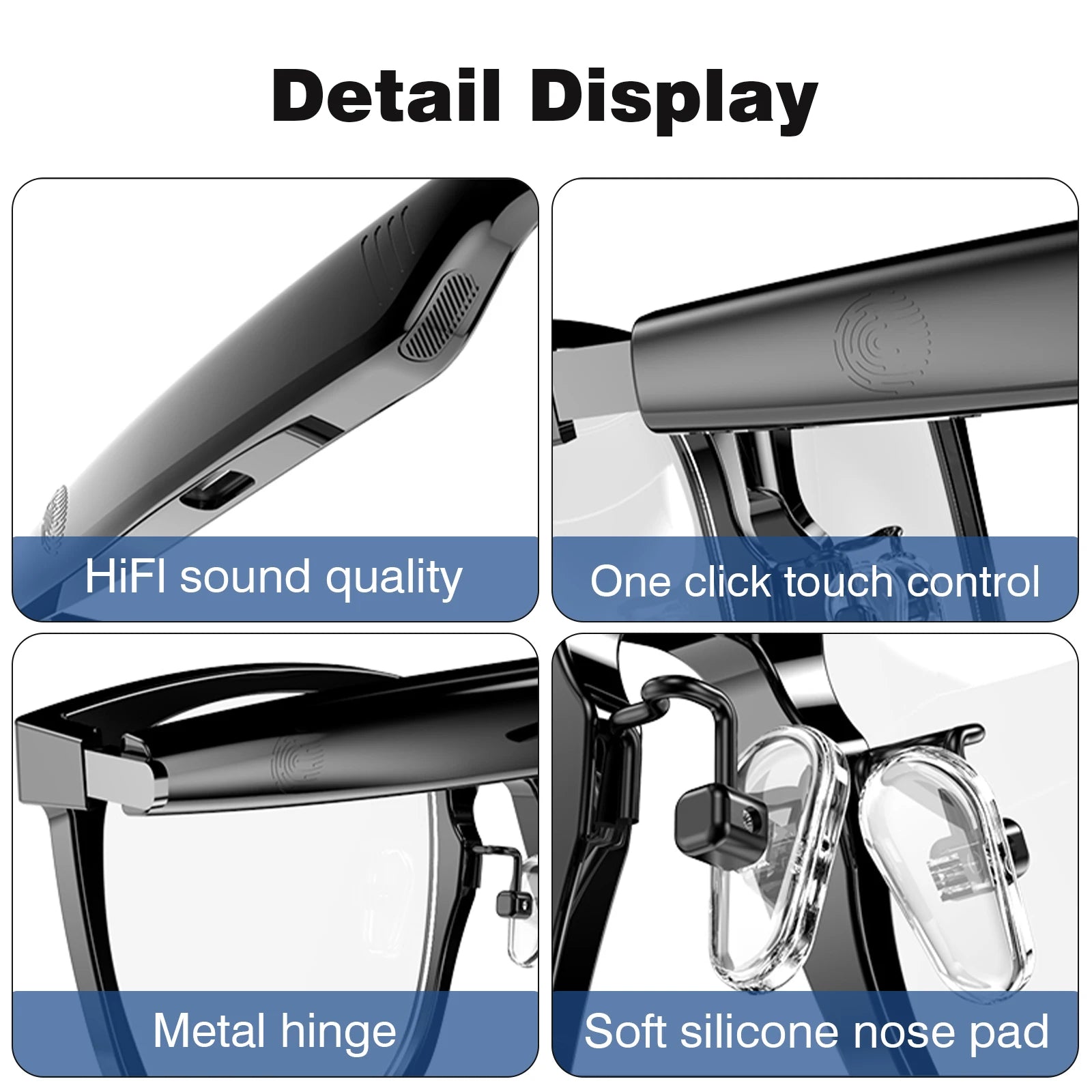 Smart glasses, music playback, touch voice assistant, can answer/make calls, long battery life, blue light blocking sunglasses