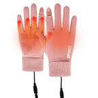 Touch Screen Gloves Non-Slip USB Rechargeable Windproof Warmer 2 Finger Heated Gloves Heated Motorcycle Gloves for Women Men