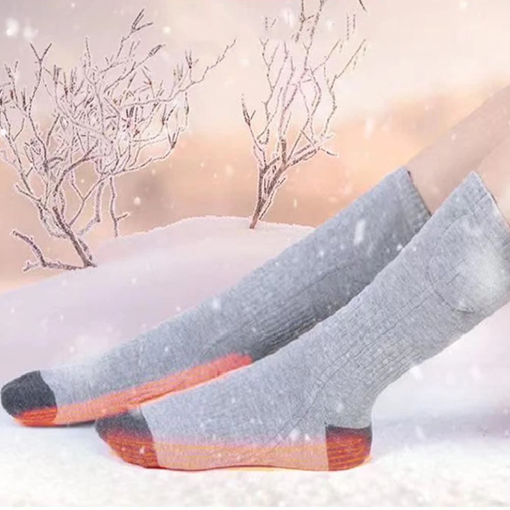 Unisex Battery Heated Socks Breathable 3 Level Temperature Rechargeable Heated Socks Cozy Cold-Proof for Camping Fishing Cycling