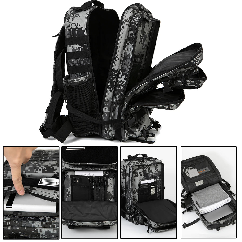 45L Tactical Backpack Hunting Rucksack with Dual Cup Holders  Outdoor camping equipment back pack