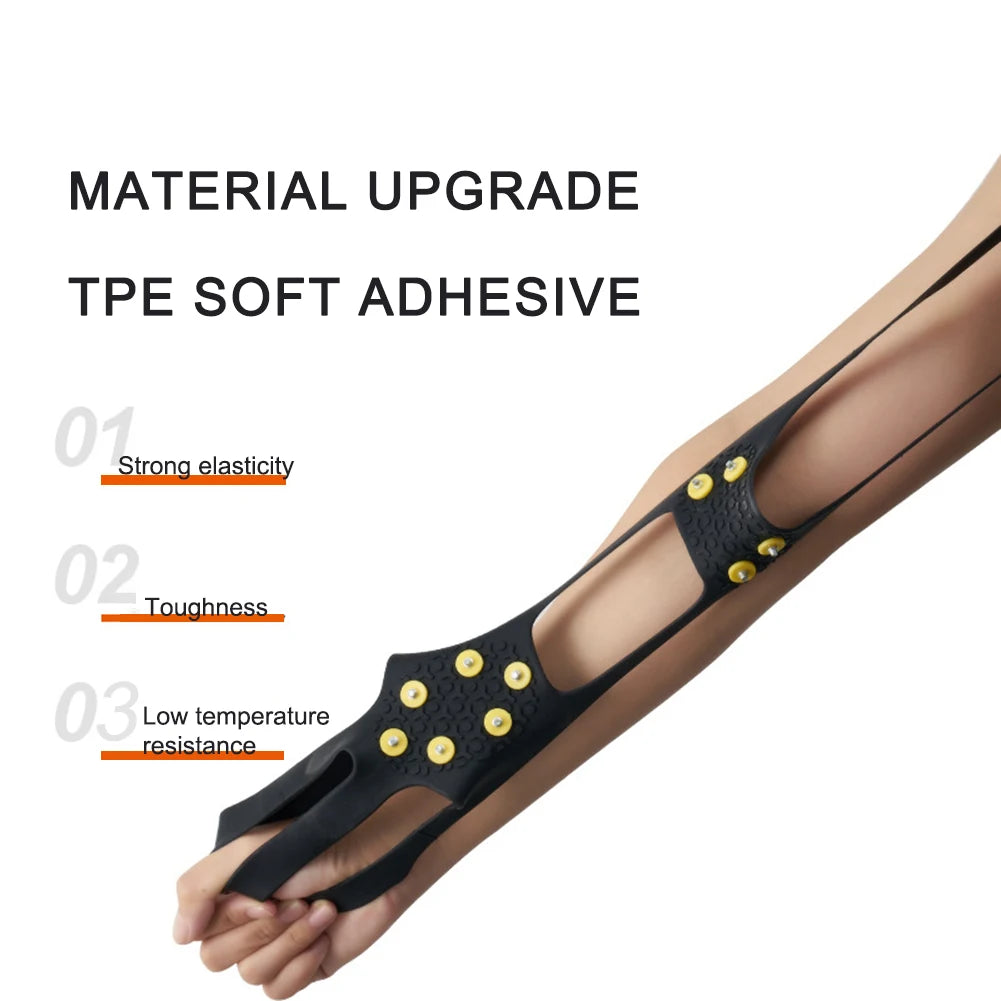 1Pair 10 Teeth Snow Ice Claw Climbing Anti-Slip Ice Grips Shoe Spikes Crampon Cleats Sport Shoes Cover for Walking Hiking Boots