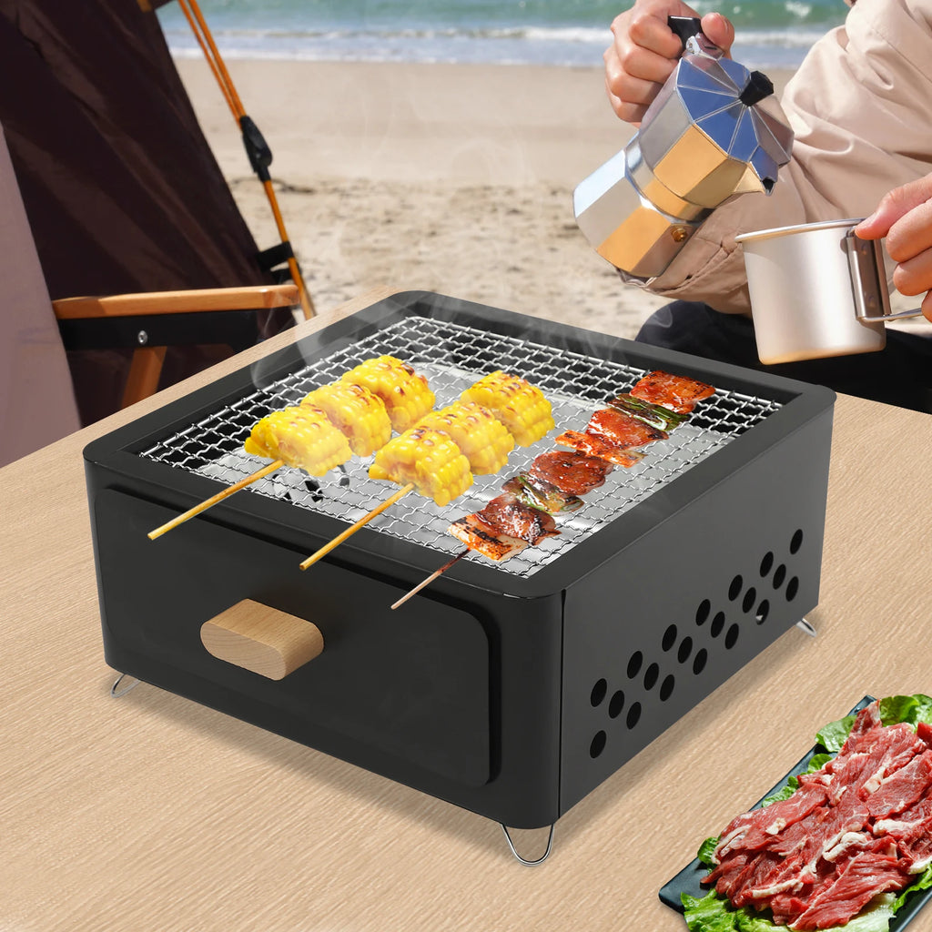 31*31*13.5cm Square Tabletop Barbecue Stove, Outdoor Bbq Grill, Barbecue Grill For Outdoor Cooking