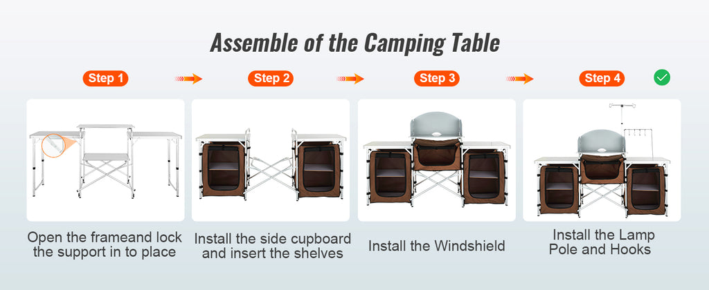 SucceBuy Camping Kitchen Table Folding Outdoor Cooking Table w/Storage Carrying Bag Aluminum Cook Station